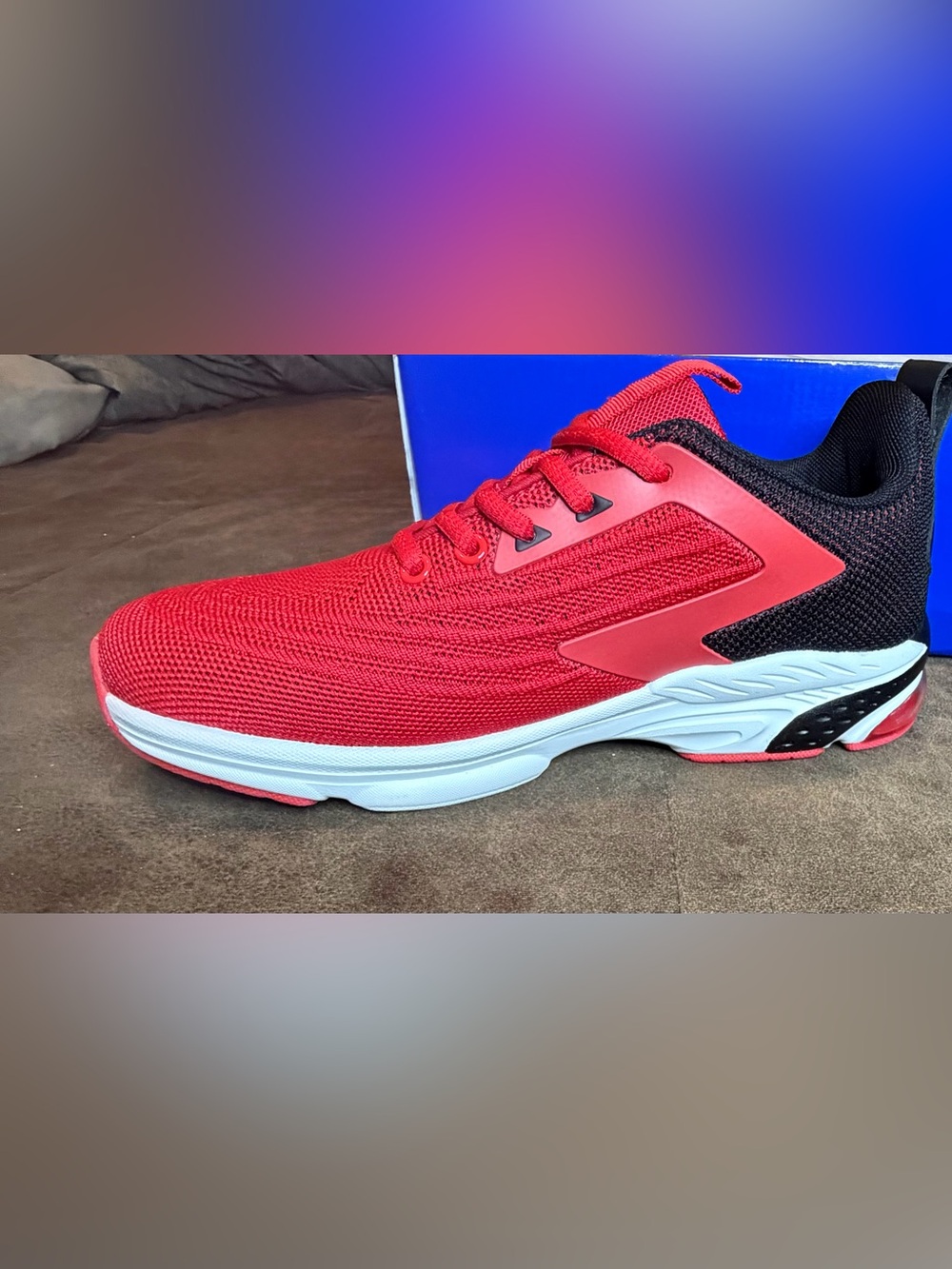 NWT JERKO Men’s Athletic Running Sneakers Red Black Air Cushion Shoes Size 7.5
